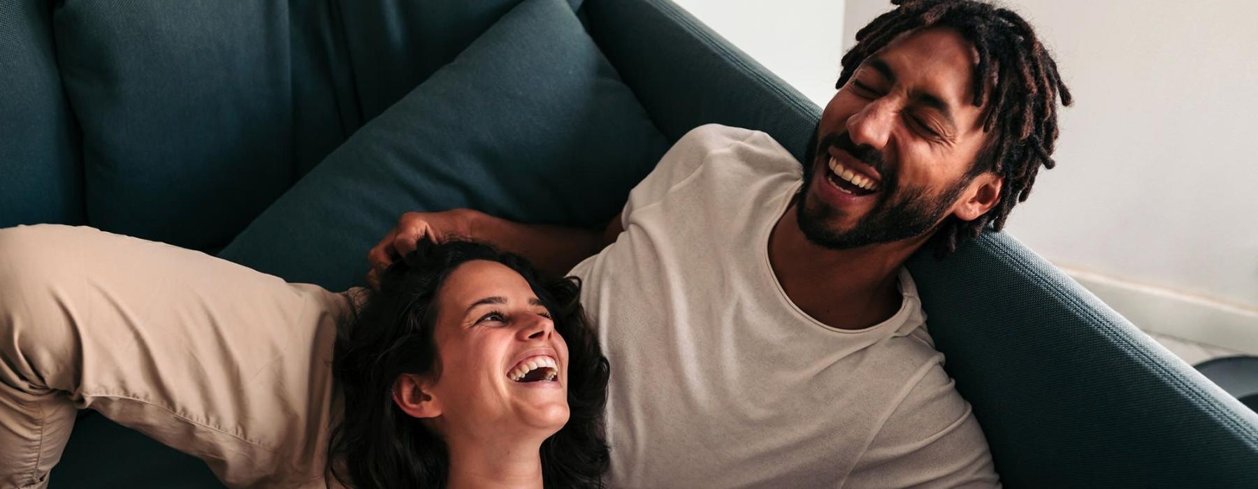 a man and woman laughing