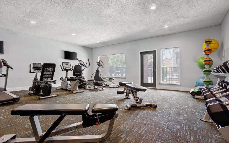 a room with exercise equipment