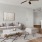 a living room with a ceiling fan