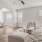 a living room with a fan